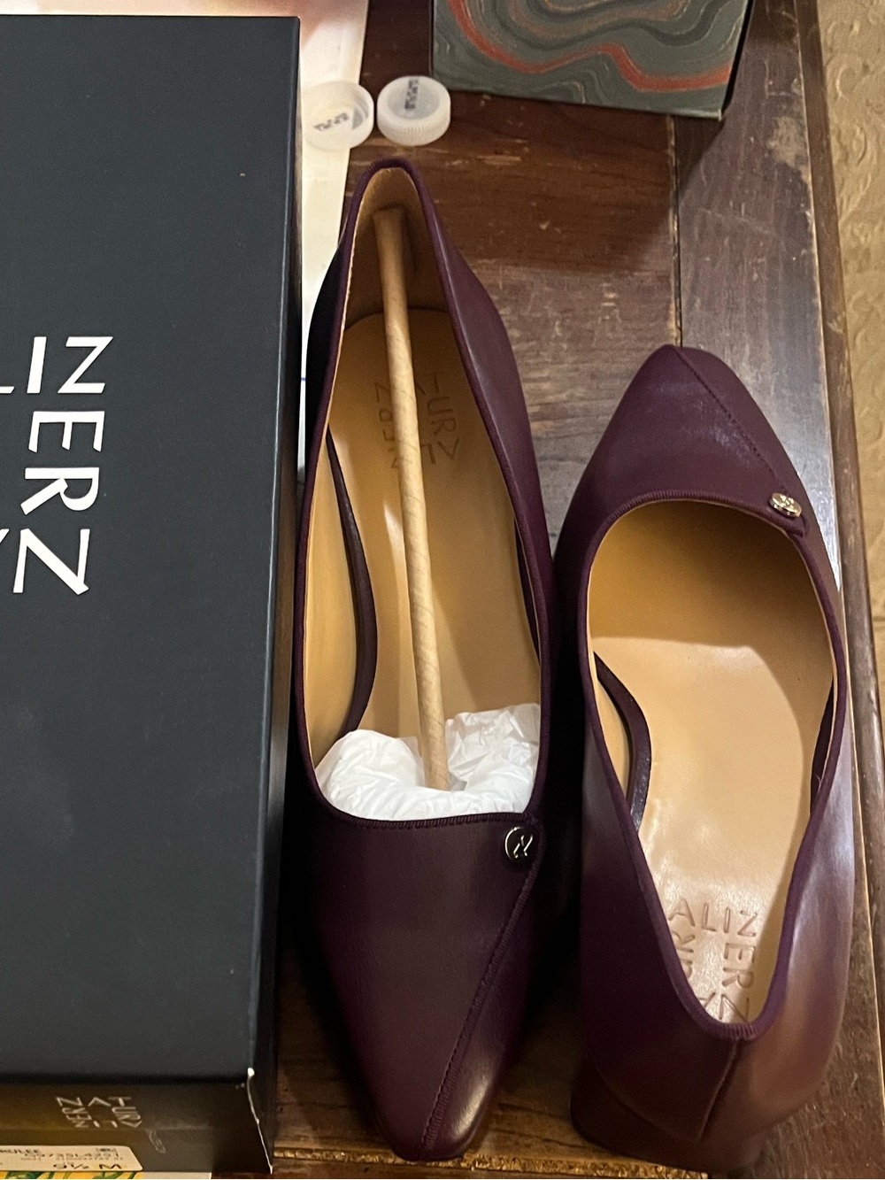 Naturaizer Women's Pointed Toe Flats in Plum